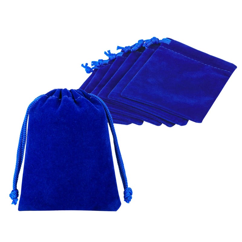 Shintop 10pcs Velvet Drawstring Bags Wedding Gift Bags Velvet Cloth Jewelry Pouches (Blue) - Image 1